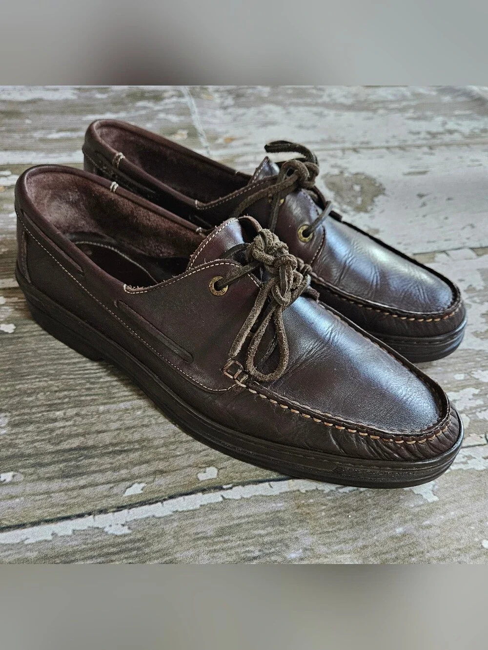 Bally of Switzerland Brown Leather Boat Shoes Deck Moccasins Plume Style